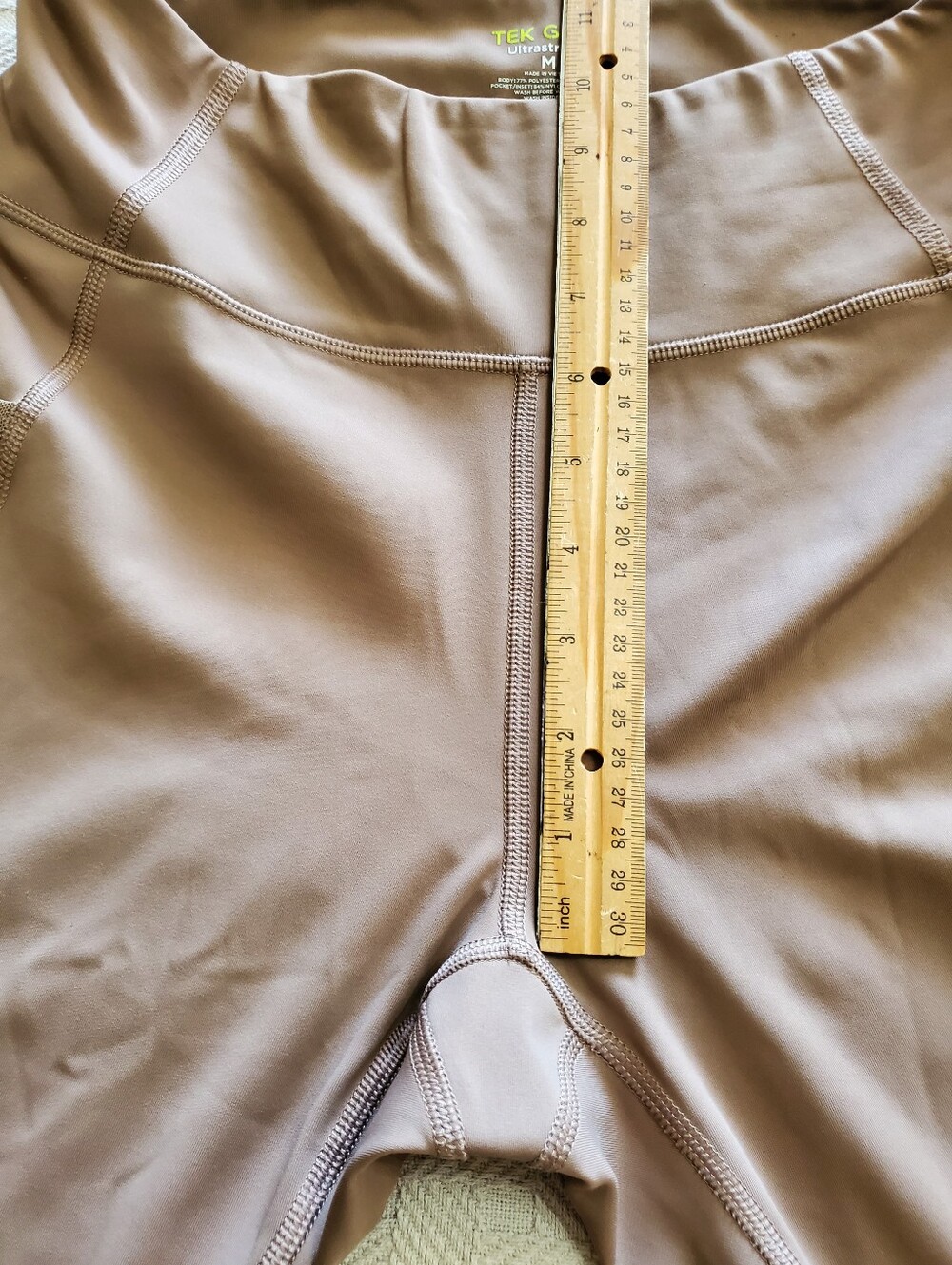 Tek Gear UltraStretch High Waisted Side Pocket Leggings Tan Taupe Mesh - Picture 8 of 11
